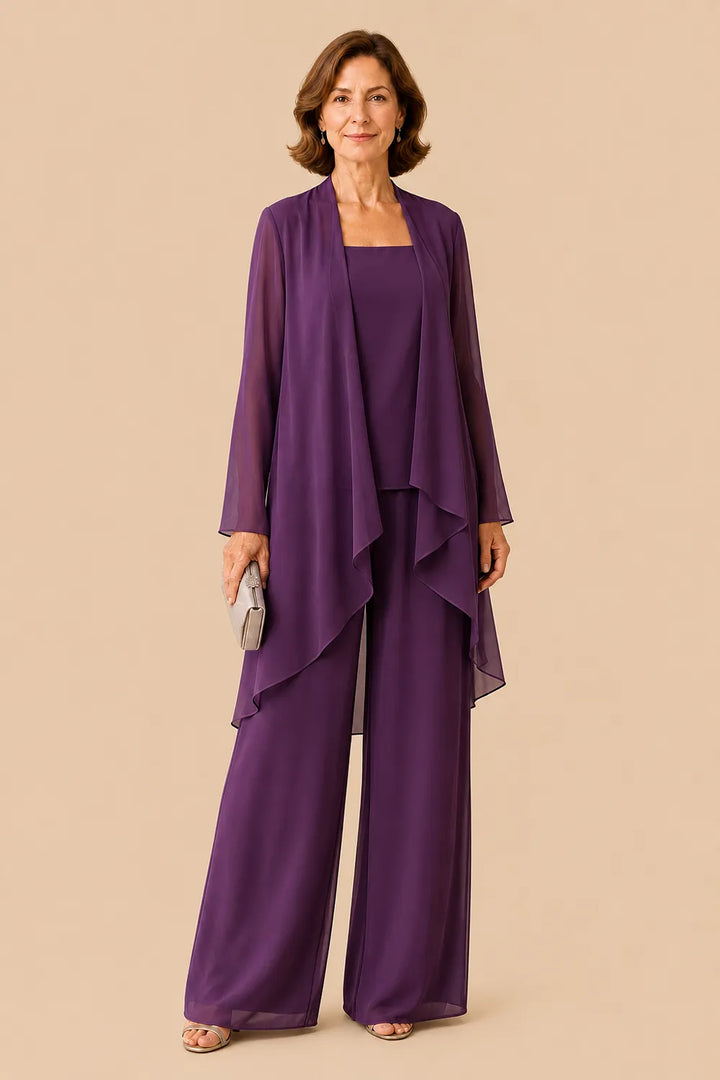 Aggraziato Completo In Chiffon Con Pantaloni Per La Madre Della Sposa