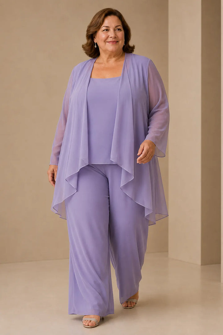 Aggraziato Completo In Chiffon Con Pantaloni Per La Madre Della Sposa