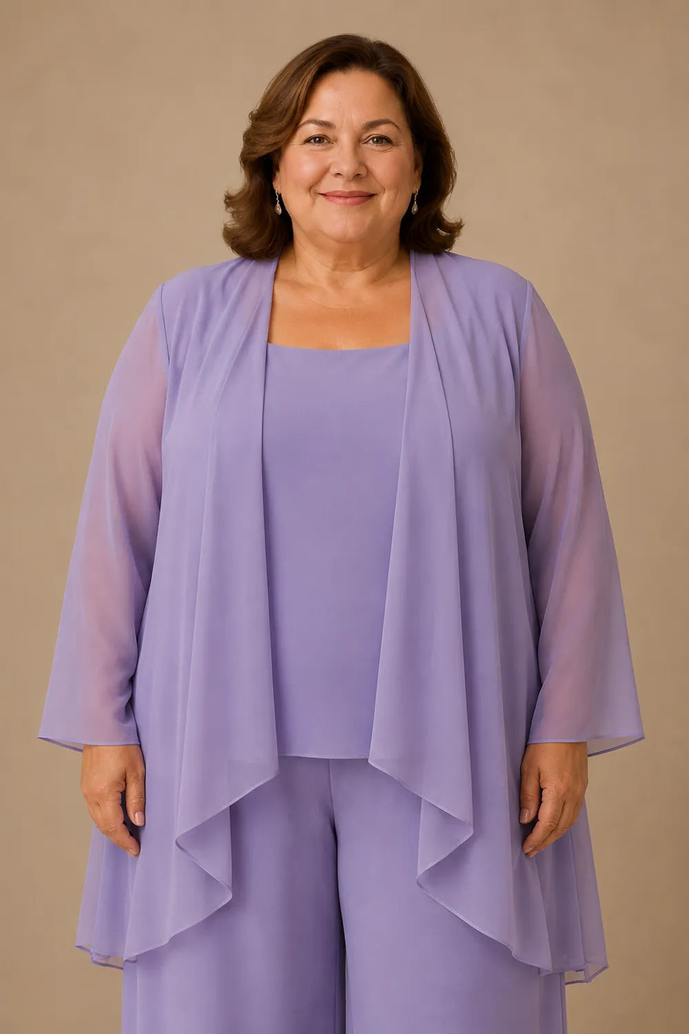 Aggraziato Completo In Chiffon Con Pantaloni Per La Madre Della Sposa
