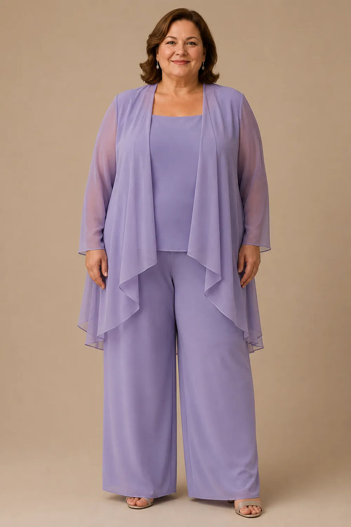 Aggraziato Completo In Chiffon Con Pantaloni Per La Madre Della Sposa