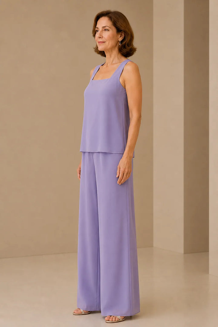 Aggraziato Completo In Chiffon Con Pantaloni Per La Madre Della Sposa