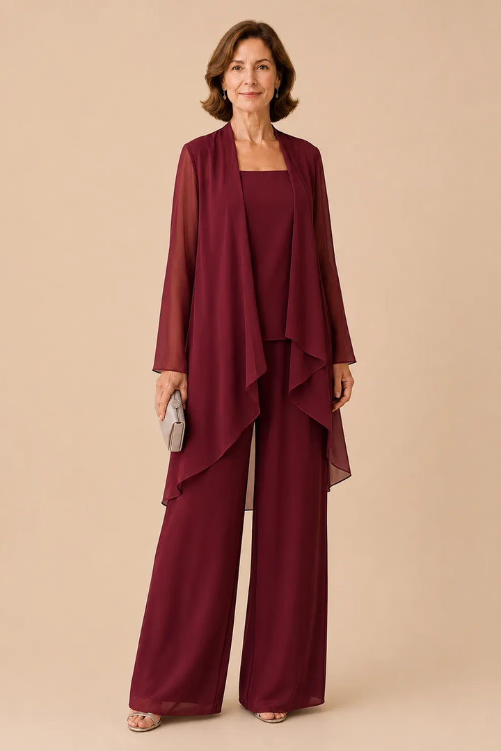Aggraziato Completo In Chiffon Con Pantaloni Per La Madre Della Sposa