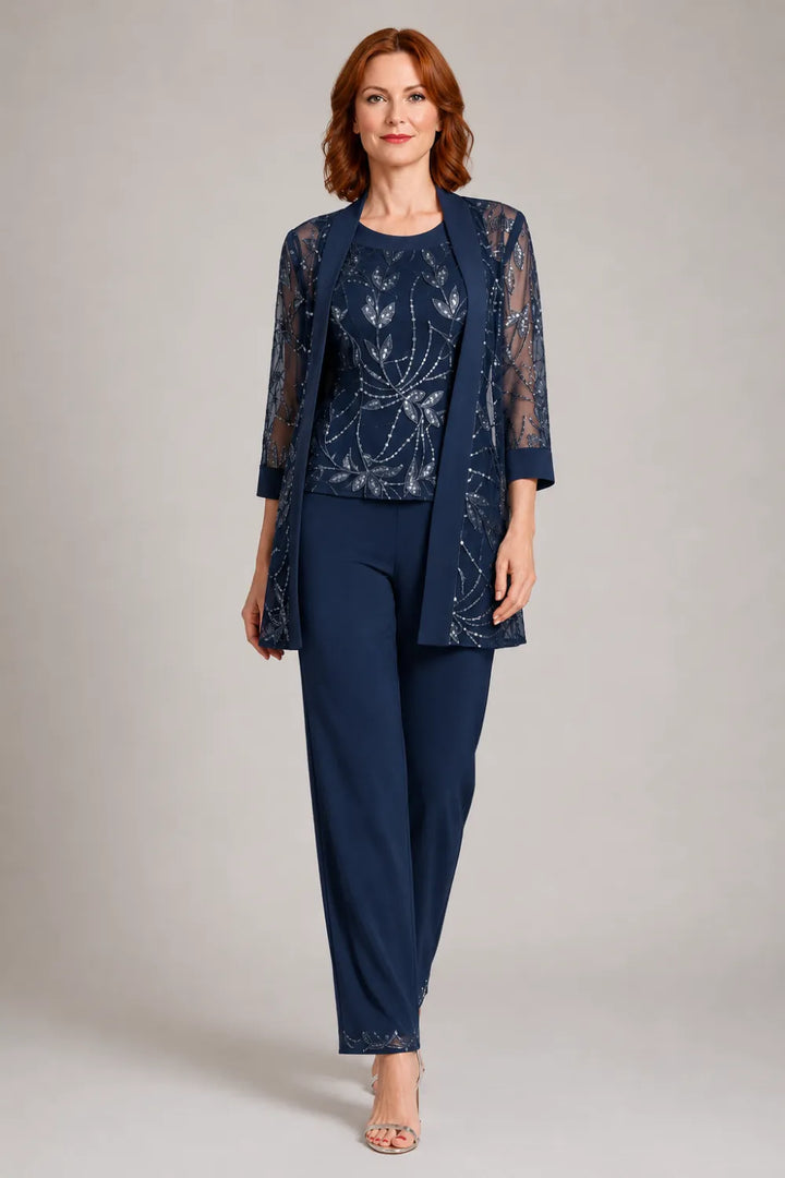 Completo Elegante In Chiffon Con Pantaloni Per La Madre Della Sposa