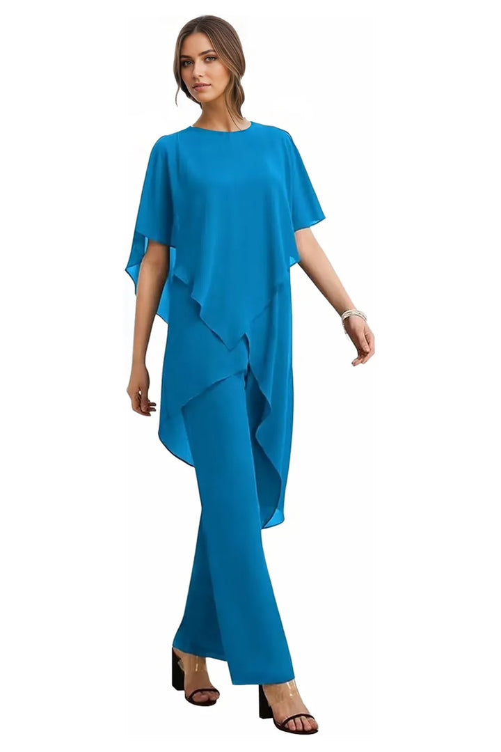 Valora | Completo Elegante Fluido In Chiffon Con Pantaloni