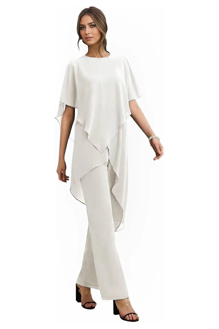 Valora | Completo Elegante Fluido In Chiffon Con Pantaloni