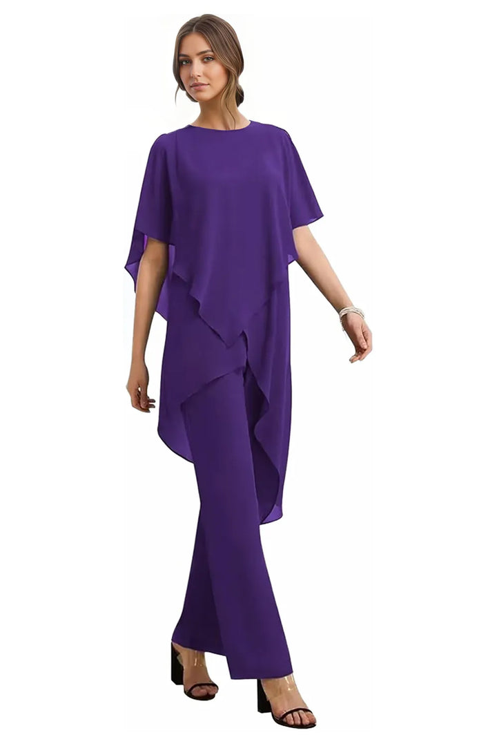 Valora | Completo Elegante Fluido In Chiffon Con Pantaloni