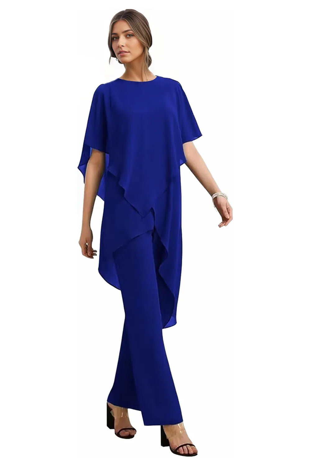 Valora | Completo Elegante Fluido In Chiffon Con Pantaloni