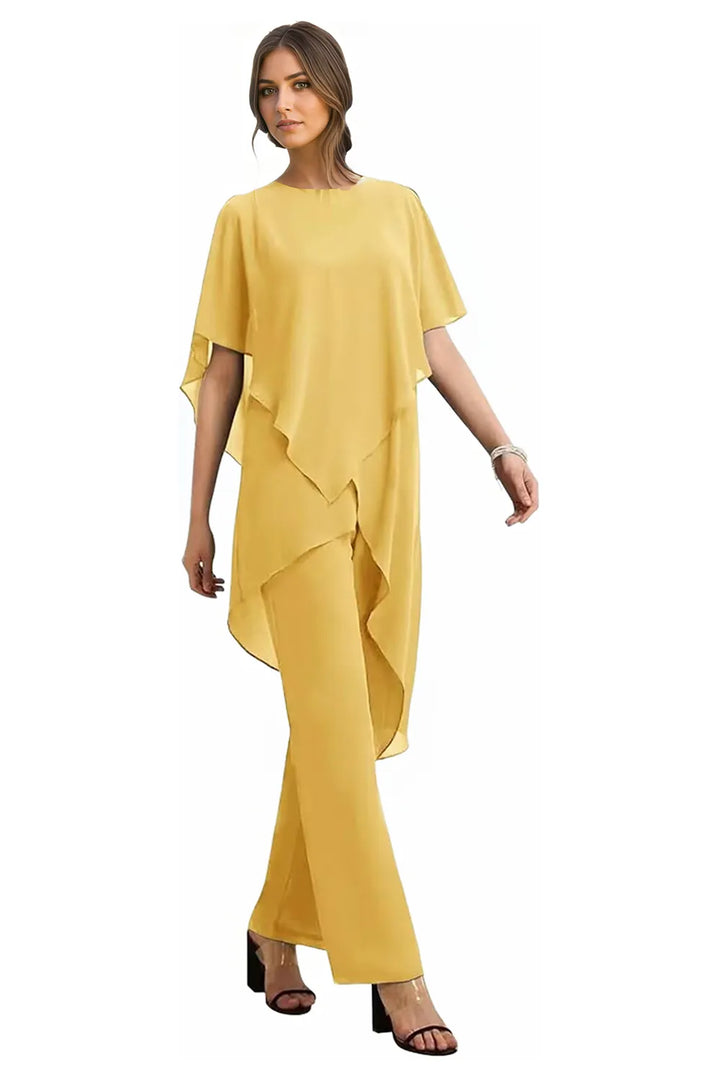 Valora | Completo Elegante Fluido In Chiffon Con Pantaloni