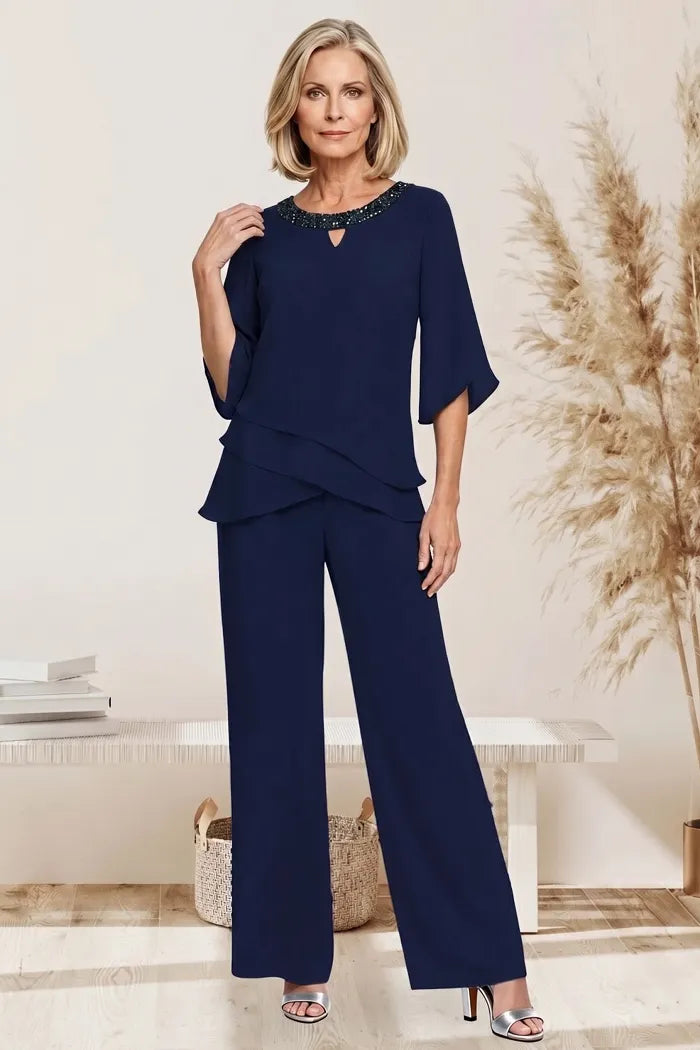 Raffinato Completo Elegante Con Pantaloni Dalla Vestibilità Morbida