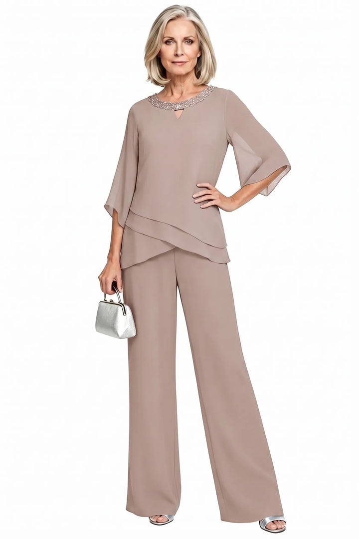 Raffinato Completo Elegante Con Pantaloni Dalla Vestibilità Morbida