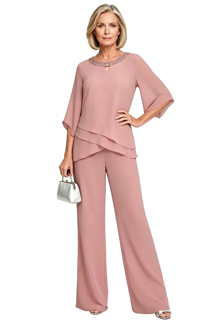 Raffinato Completo Elegante Con Pantaloni Dalla Vestibilità Morbida