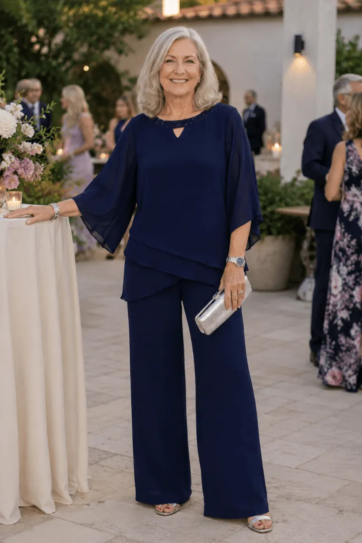 Raffinato Completo Elegante Con Pantaloni Dalla Vestibilità Morbida