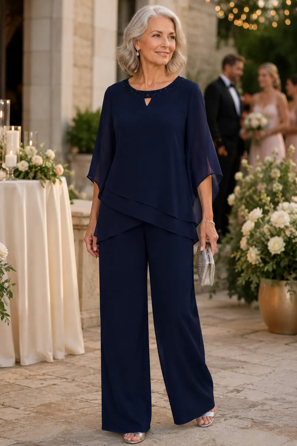Raffinato Completo Elegante Con Pantaloni Dalla Vestibilità Morbida