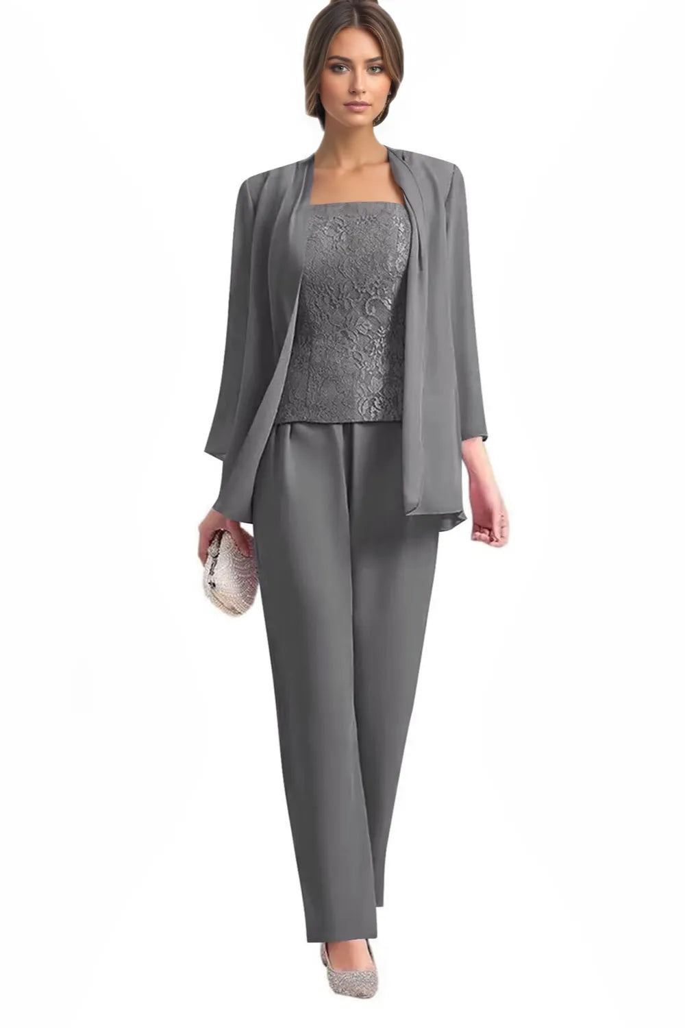 Elegante Completo Formale In Tre Pezzi Con Pantaloni