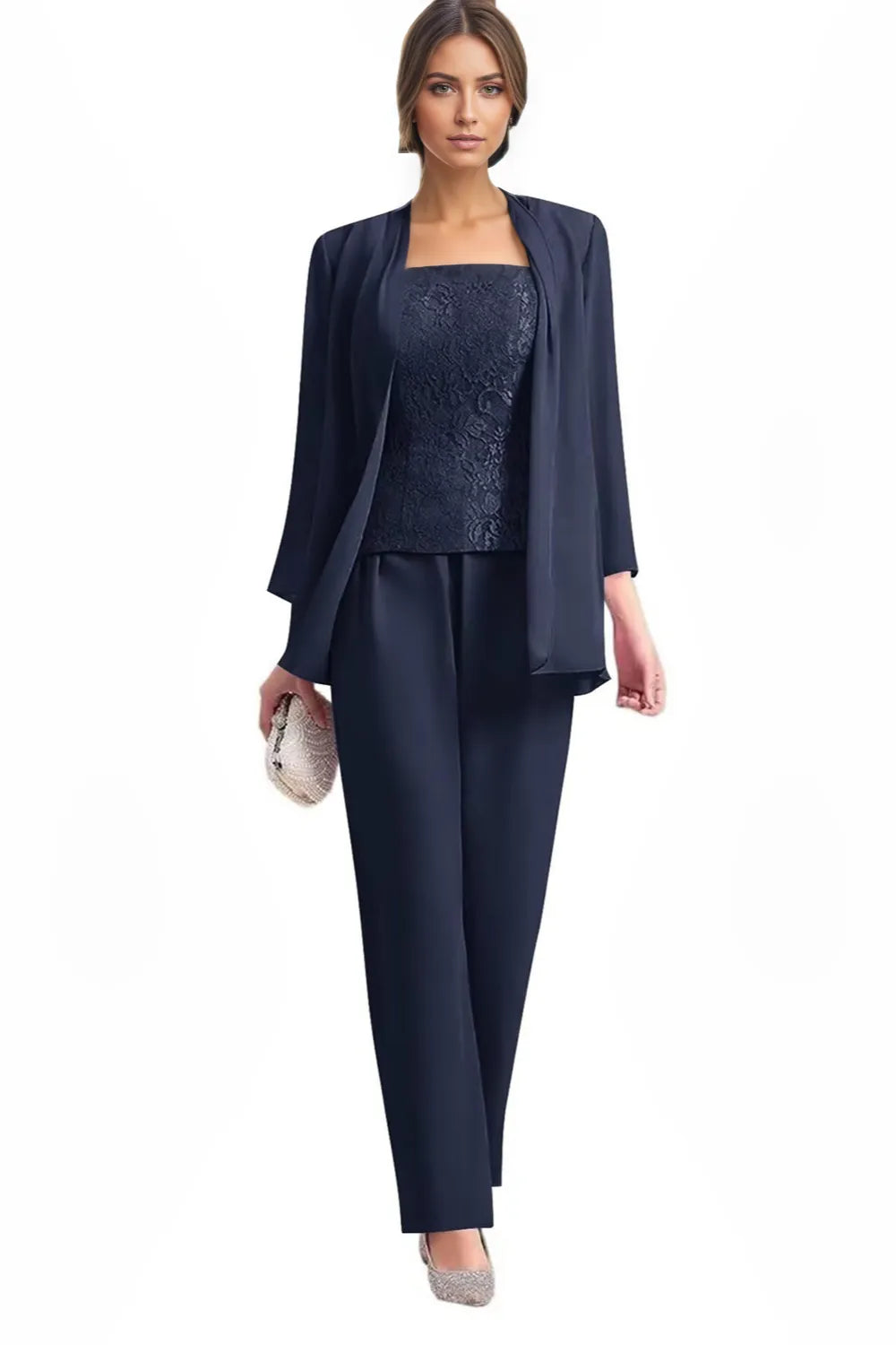 Elegante Completo Formale In Tre Pezzi Con Pantaloni